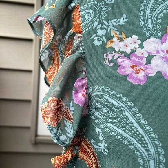 Nwt-bar III- Women's Printed V-Neck Ruffle Dress - Picture 6 of 10